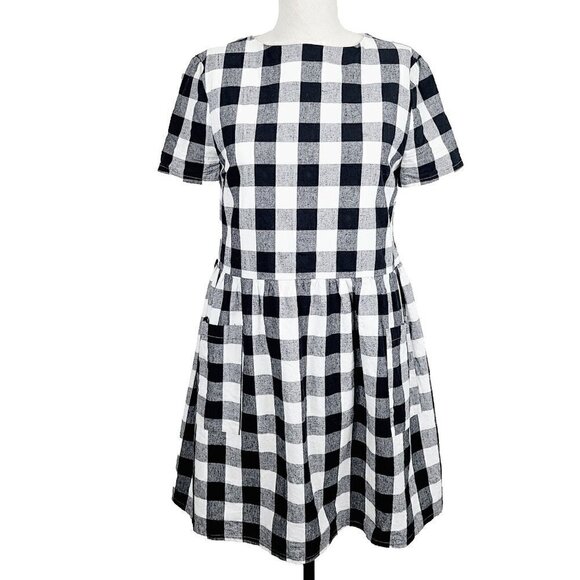 Rachel Parcell The Buffalo Plaid Dress XS Black White A-Line‎ Above Knee … - Picture 2 of 7